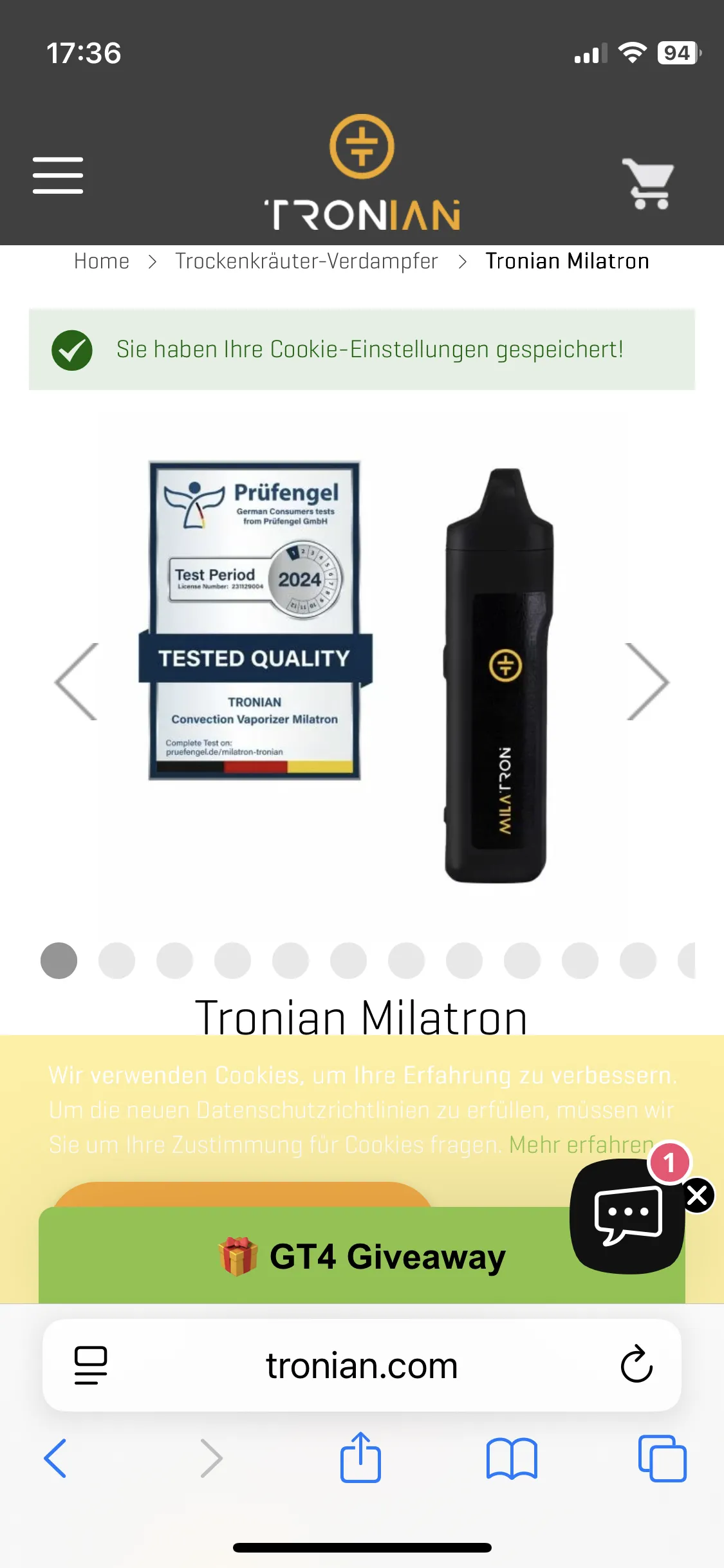 Tronian Vaporizer gebraucht kaufen - Sonstiges / andere Marke Tronian (wie neu), Produktfoto 1