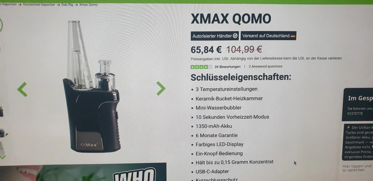 X-MAX QOMO Vaporizer gebraucht kaufen - Sonstiges / andere Marke X-MAX QOMO (wie neu), Produktfoto 1